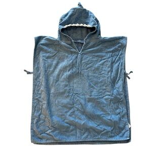 H&M Blue Cotton Terry Shark Hooded Beach Bath Towel Poncho Toddlers Kids 24x28